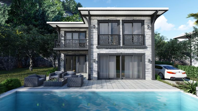 Akyaka'ya 10 dk mesafede Havuzlu Lüks Satılık Villa